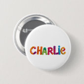 CHARLIE Naam in Levendig Haakpatroon Ronde Button 5,7 Cm (Voorkant /achterkant)