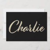Charlie Name white gold Handwriting Karte Kaart (Voorkant)