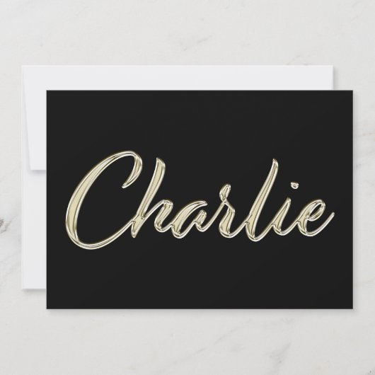 Charlie Name white gold Handwriting Karte Kaart (Voorkant)