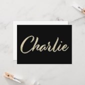 Charlie Name white gold Handwriting Karte Kaart (Voorkant / Achterkant in situ)