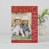 CHARLIE Rood Goud Folie Fun Foto Prettig Kerstfees Feestdagenkaart (Staand Voorkant)