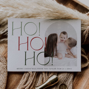 CHARLIE Rood Groen Ho Ho Ho Familie Foto Kerstmis Feestdagenkaart