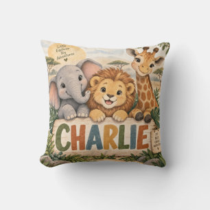 Charlie Schattige Safari Dieren Kinderen Kussen