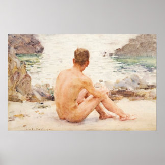 Charlie Seated op de zand Poster