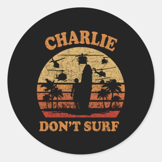 Charlie Surf geen Vietnamoorlog Ronde Sticker (Voorkant)