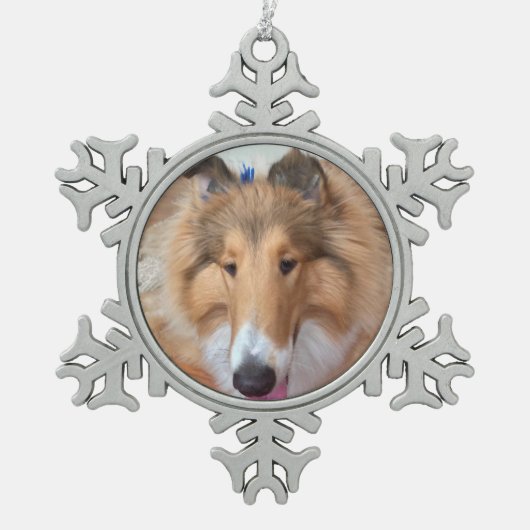 Charlie the Dog Tin Sneeuwvlok Ornament (Voorkant)
