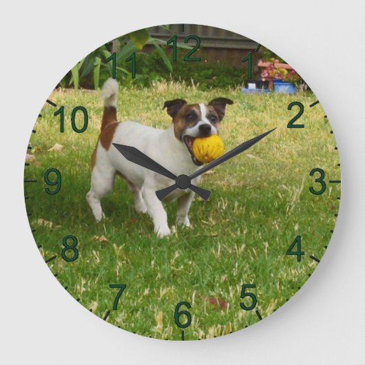 Charlie The Fox Terrier Ball Play, wandklok (Voorkant)