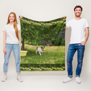 Charlie The Fox Terrier Play Time, Fleece Blanket Deken