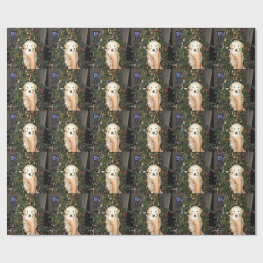 Charlie The GoldenDoodle Puppy met Kerstmis Cadeaupapier (Vlak)