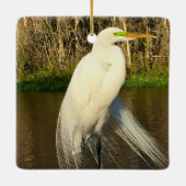 Charlie The Great Egret Keramisch Ornament (Achterkant)