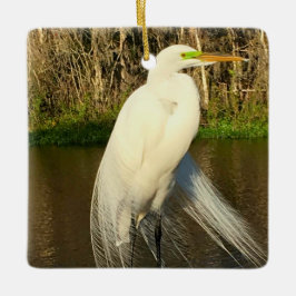 Charlie The Great Egret Keramisch Ornament