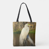 Charlie The Great Egret Tote Bag (Achterkant)