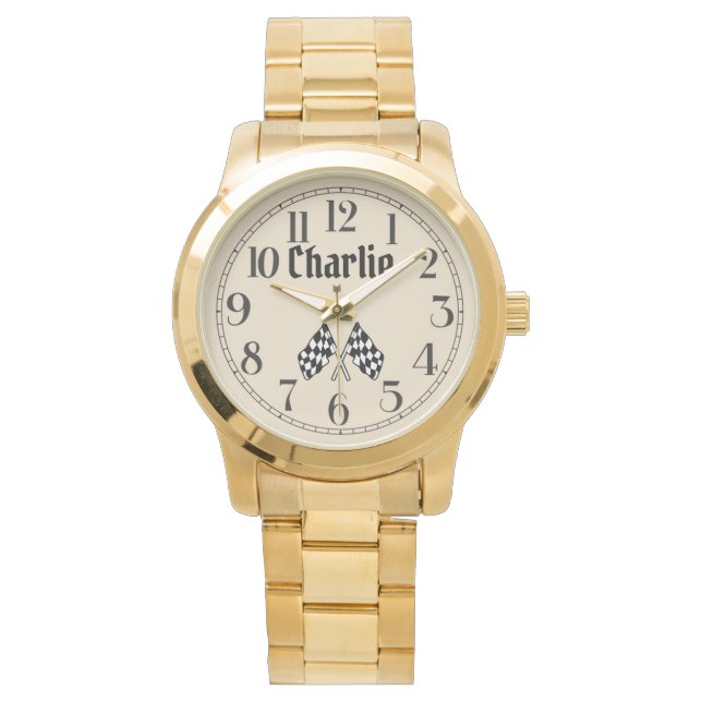 Charlie's gekruiste geblokte vlaggen horloge (Voorkant)