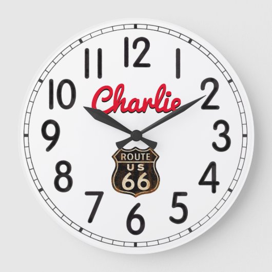 Charlie's Route 66 Large Clock Grote Klok (Voorkant)