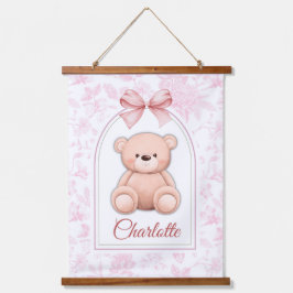 Charlotte | Aangepaste Roze Teddybeer Nursery Desi Hangend Wandkleed