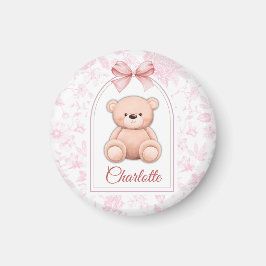 Charlotte | Aangepaste Roze Teddybeer Nursery Desi Magneet