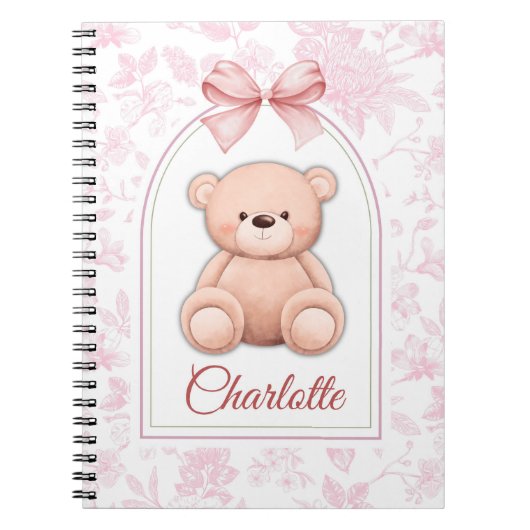 Charlotte | Aangepaste Roze Teddybeer Nursery Desi Notitieboek (Voorkant)