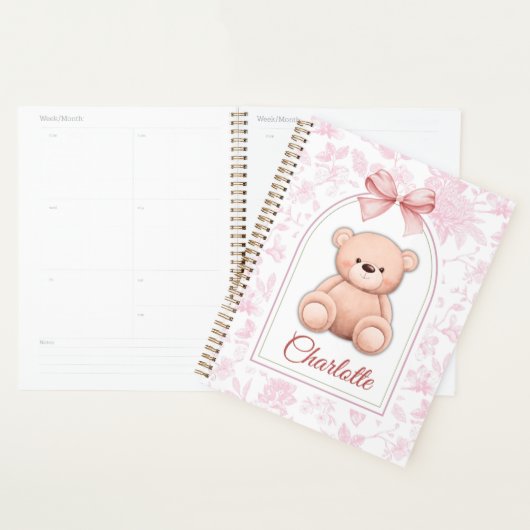 Charlotte | Aangepaste Roze Teddybeer Nursery Desi Planner (Display)