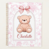 Charlotte | Aangepaste Roze Teddybeer Nursery Desi Planner (Voorkant)
