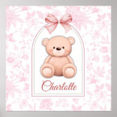 Charlotte | Aangepaste Roze Teddybeer Nursery Desi Poster (Voorkant)