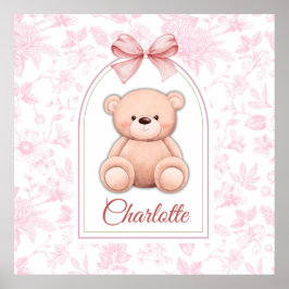 Charlotte | Aangepaste Roze Teddybeer Nursery Desi Poster