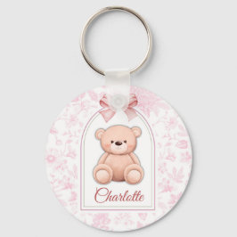 Charlotte | Aangepaste Roze Teddybeer Nursery Desi Sleutelhanger