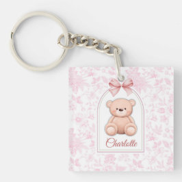 Charlotte | Aangepaste Roze Teddybeer Nursery Desi Sleutelhanger