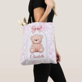 Charlotte | Aangepaste Roze Teddybeer Nursery Desi Tote Bag (Dichtbij)