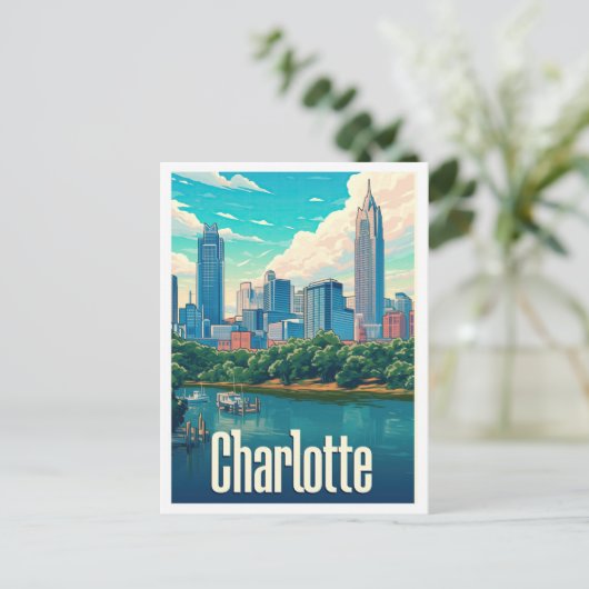 Charlotte Art Vintage reisillustratie Briefkaart (Staand voorkant)