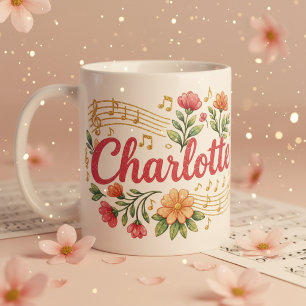 Charlotte Bloemige Muziek Liefhebber Glitter Mok