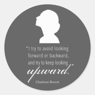 Charlotte Bronte - Blijf naar boven kijken - zwart Ronde Sticker