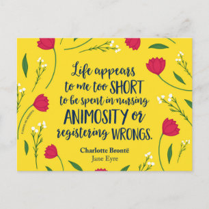 Charlotte Bronte Jane Eyre Floral Life Book Quote Briefkaart