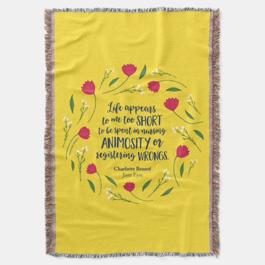 Charlotte Bronte Jane Eyre Floral Life Book Quote Deken (Voorkant Verticaal)