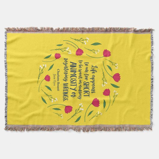 Charlotte Bronte Jane Eyre Floral Life Book Quote Deken (Voorkant)