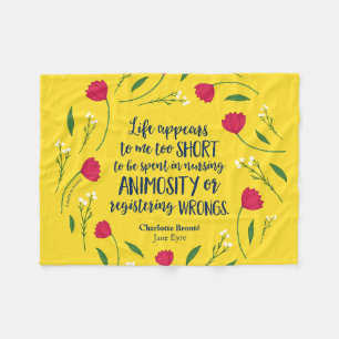Charlotte Bronte Jane Eyre Floral Life Book Quote Fleece Deken