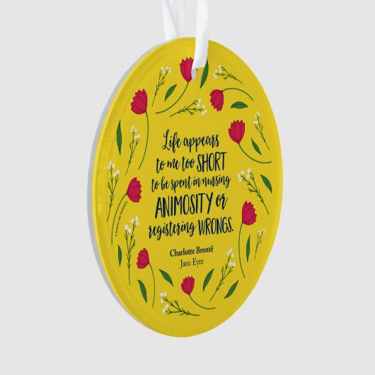 Charlotte Bronte Jane Eyre Floral Life Book Quote Ornament (voorkant)