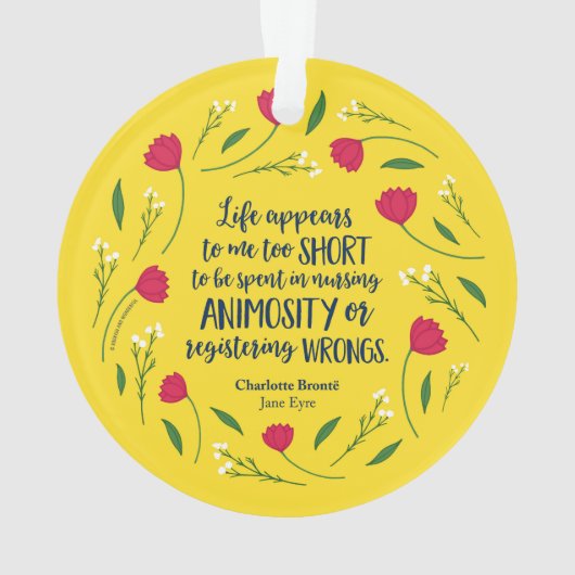 Charlotte Bronte Jane Eyre Floral Life Book Quote Ornament (achterkant)
