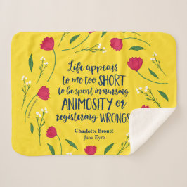 Charlotte Bronte Jane Eyre Floral Life Book Quote Sherpa Deken
