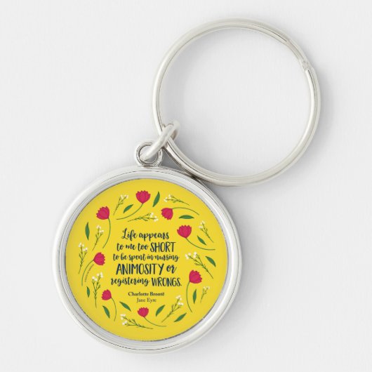Charlotte Bronte Jane Eyre Floral Life Book Quote Sleutelhanger (Voorkant)