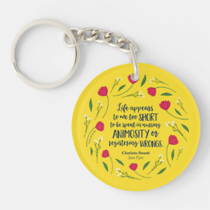Charlotte Bronte Jane Eyre Floral Life Book Quote Sleutelhanger