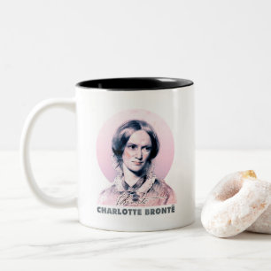 Charlotte Bronte Pink Richmond Painting Portrait Tweekleurige Koffiemok