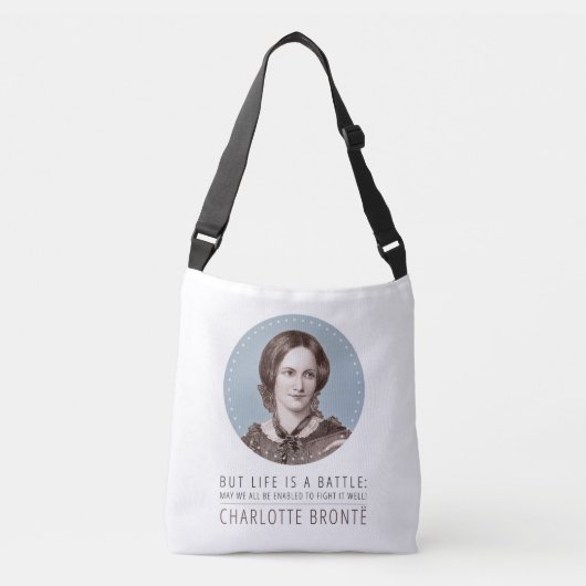 Charlotte Bronte Portrait en Quote Crossbody Tas (Voorkant)