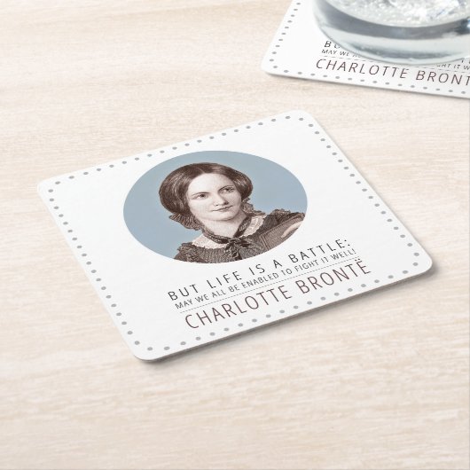 Charlotte Bronte Portrait en Quote Kartonnen Onderzetters (Schuin)