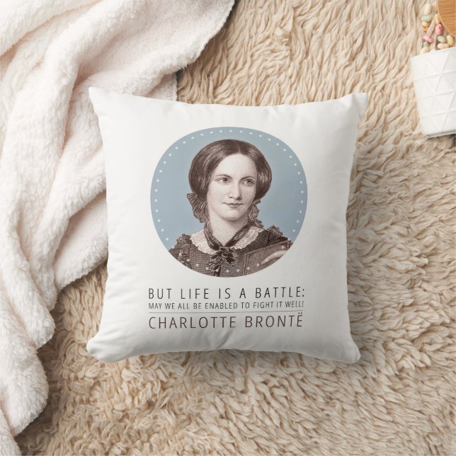 Charlotte Bronte Portrait en Quote Kussen (Deken)