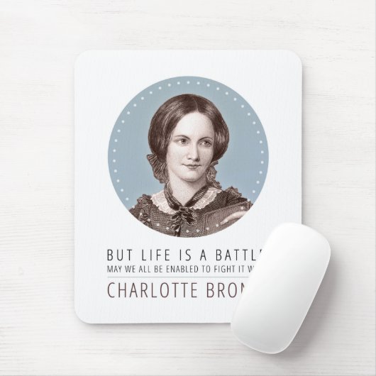Charlotte Bronte Portrait en Quote Muismat (Met muis)