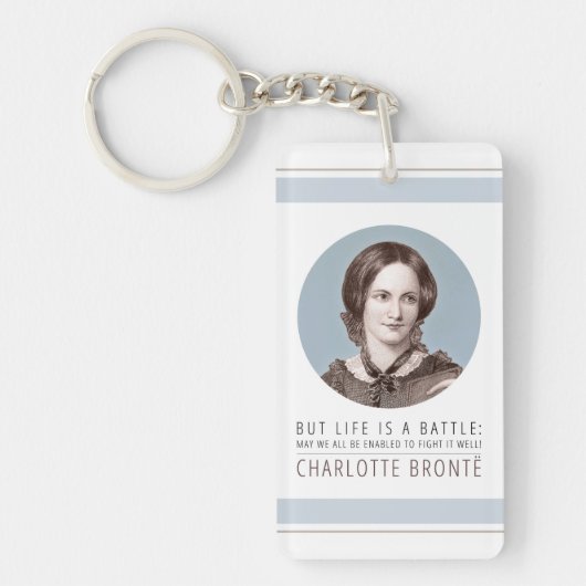 Charlotte Bronte Portrait en Quote Sleutelhanger (Voorkant)