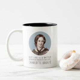 Charlotte Bronte Portrait en Quote Tweekleurige Koffiemok
