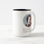 Charlotte Bronte Portrait en Quote Tweekleurige Koffiemok (Voorkant rechts)