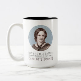Charlotte Bronte Portrait en Quote Tweekleurige Koffiemok