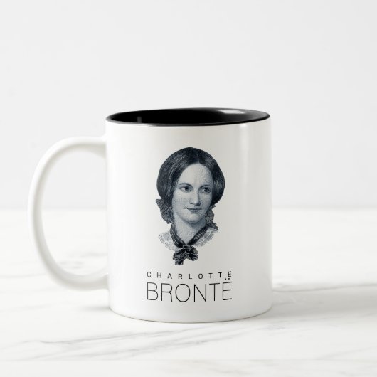 Charlotte Bronte Portrait Tweekleurige Koffiemok (Links)